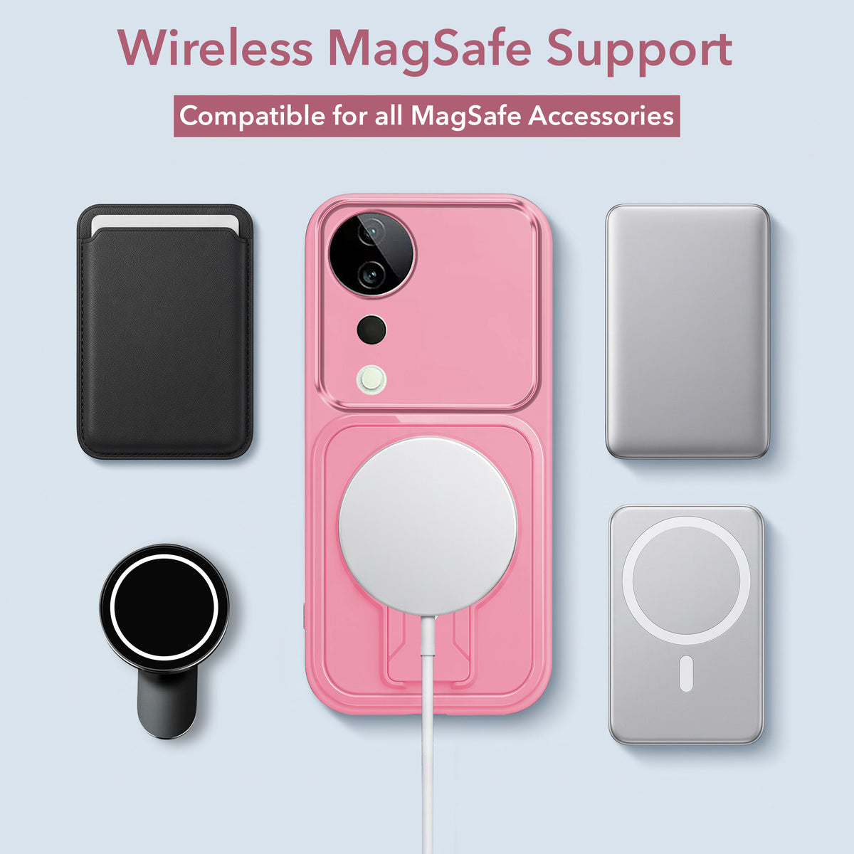 For Vivo T3 Ultra Back Case Cover Metallic (Hybrid Armor Kickstand | MagSafe Compatible | Camera Protection Shockproof)