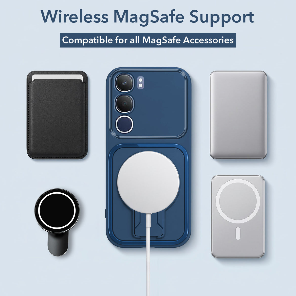 For Vivo Y29 Back Case Cover Metallic (Hybrid Armor Kickstand | MagSafe Compatible | Camera Protection Shockproof)