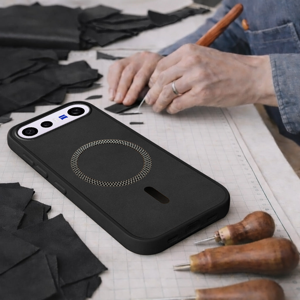 For Vivo X300 FE Back Cover Case Leather Finish (MagSafe Compatible Wireless Charging | Soft Touch | Camera Bump Protection)