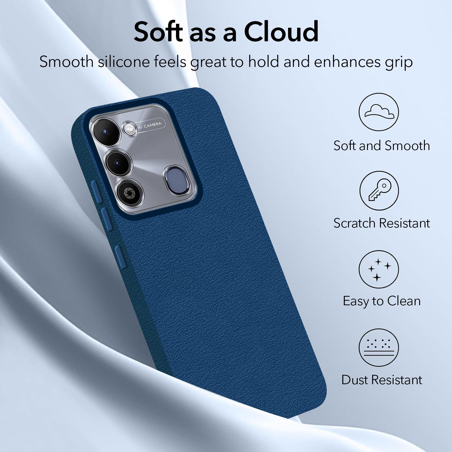 For Tecno Spark 9 Back Cover Case (Glass Like Camera Protection | Leather Feel | Minimalist Professional Grip)