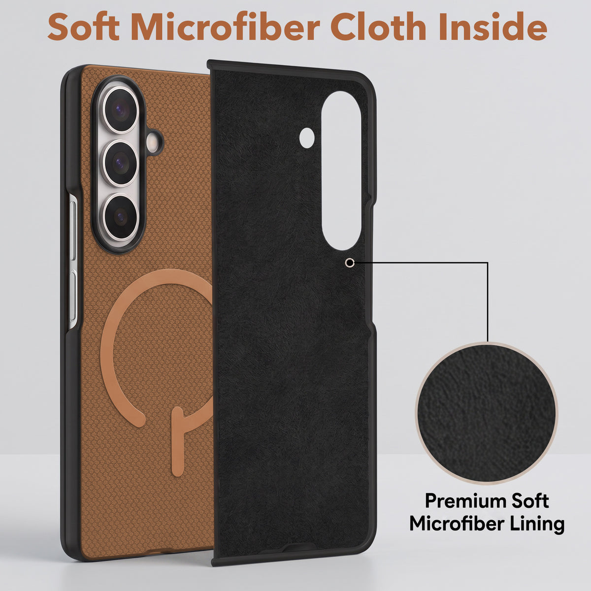 For Samsung Galaxy Z Fold 7 Premium Magnetic Back Cover Case (MagSafe Compatible | 180° Folding Design | Soft Microfiber Inner Lining | Textured Blue Finish)