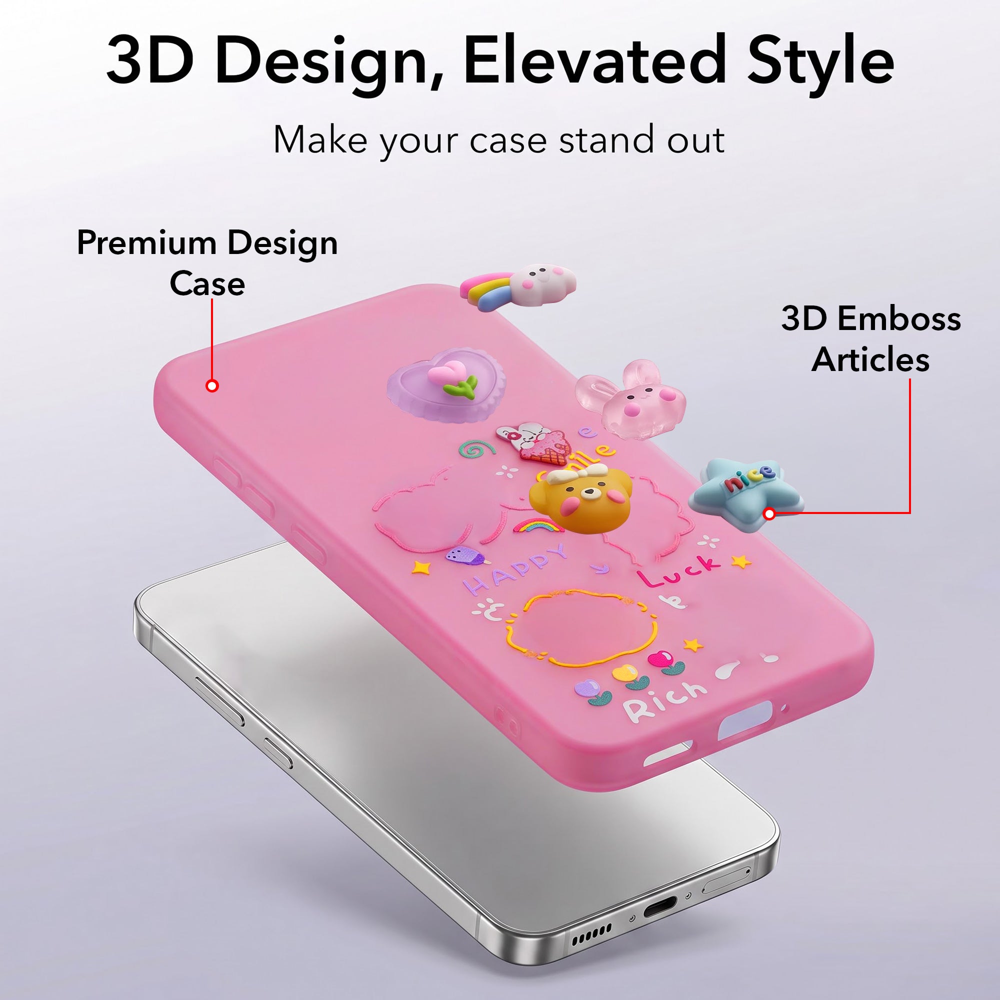 For Oneplus Nord 5 Back Cover Case (3D Cute Cartoons | Hard Back Side Soft | Matte Premium Finish | HD Printing)