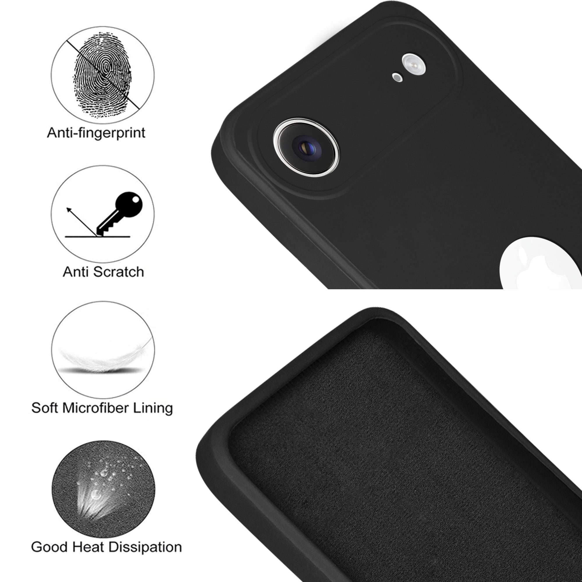 For Apple iPhone 17 Air Back Cover Case (Matte Finish Silicone with Inside Fiber cloth)