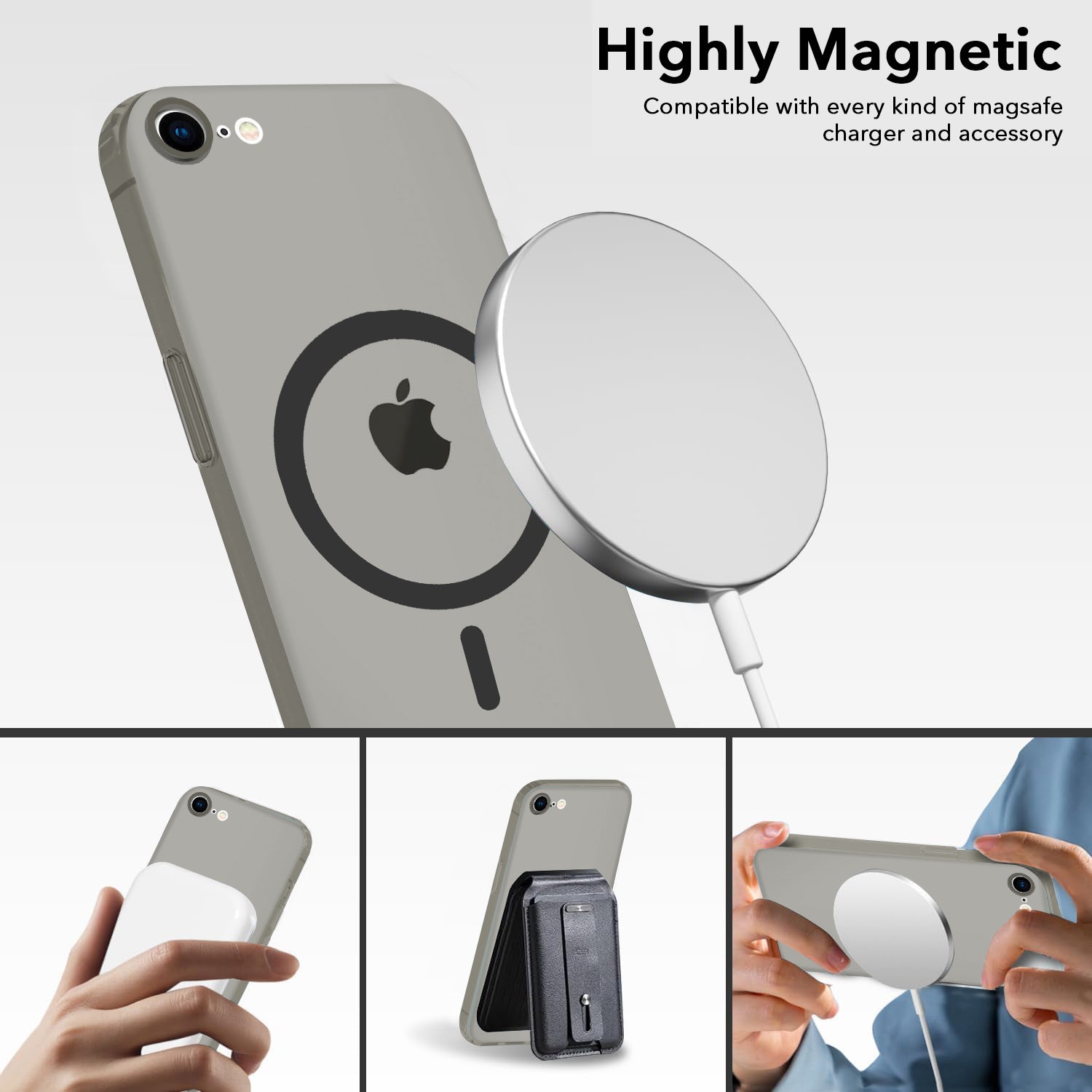 For iPhone SE 2020 | SE 2022 Back Cover Case (Frosted Matte Feel | MagSafe Compatible Wireless Charging | Polycarbonate Material)