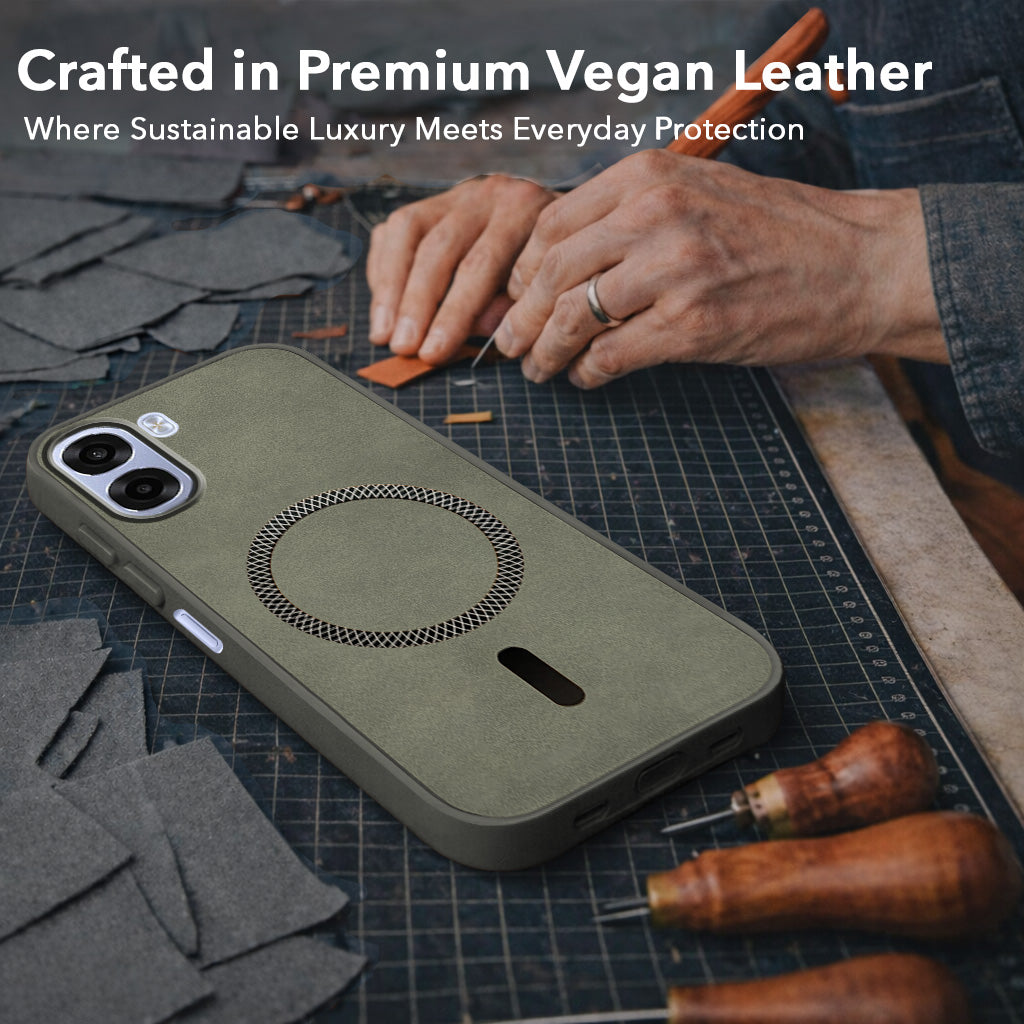 For Oppo K14x 5G Back Cover Case Leather Finish (MagSafe Compatible Wireless Charging | Soft Touch | Camera Bump Protection)