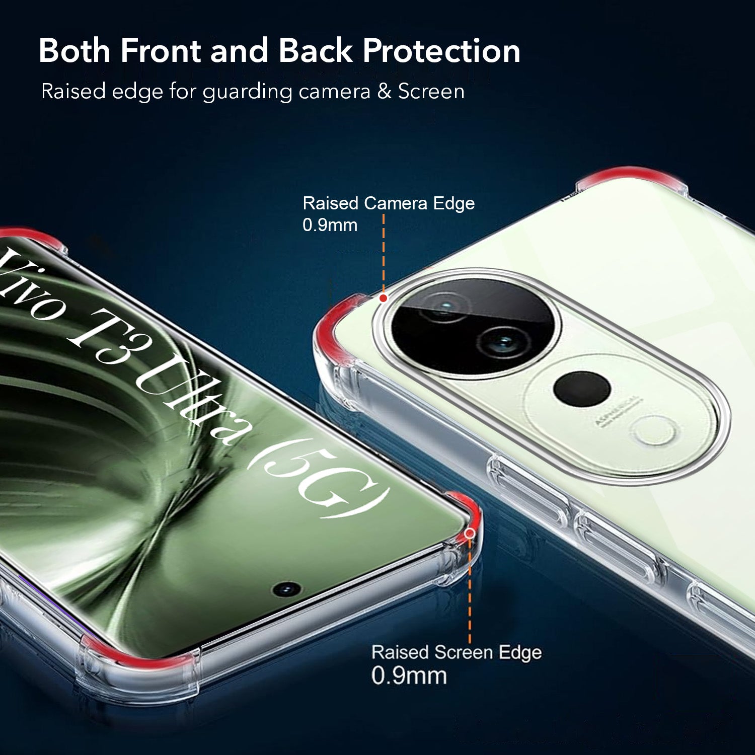 For Vivo T3 Ultra Shockproof Crystal-Clear Back Cover (Drop & Camera Protection | Hard Polycarbonate)