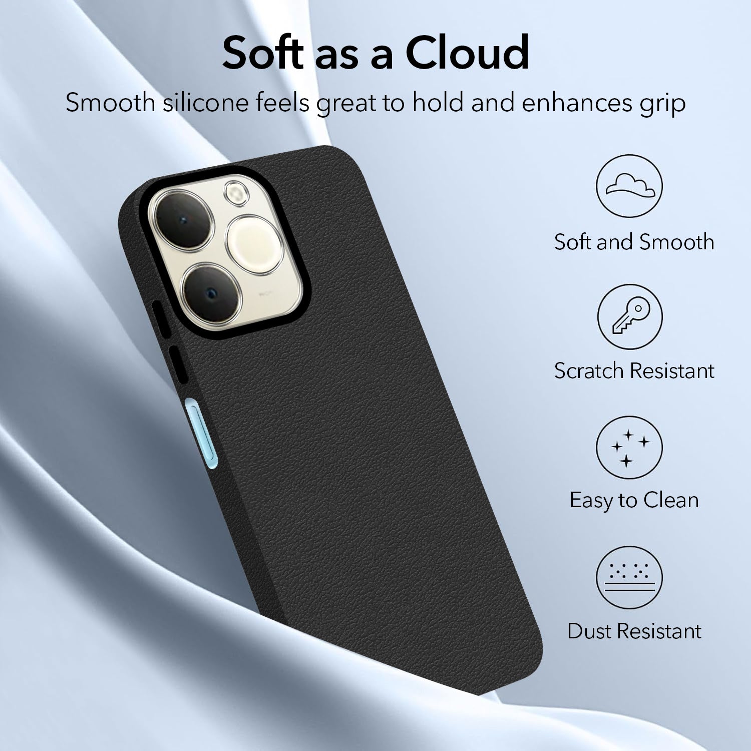 For Realme P4 Lite | Realme Narzo 80 Lite (4G) Back Cover Case (Glass Like Camera Protection | Leather Feel | Minimalist Professional Grip)