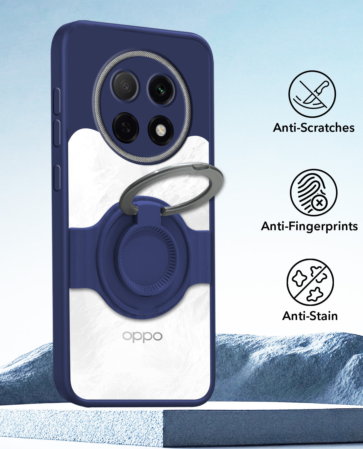 For Oppo F29 Pro Back Cover Case with stand (Built-in Ring Holder Kickstand | Lifetime Anti Yellow | Camera Protection)