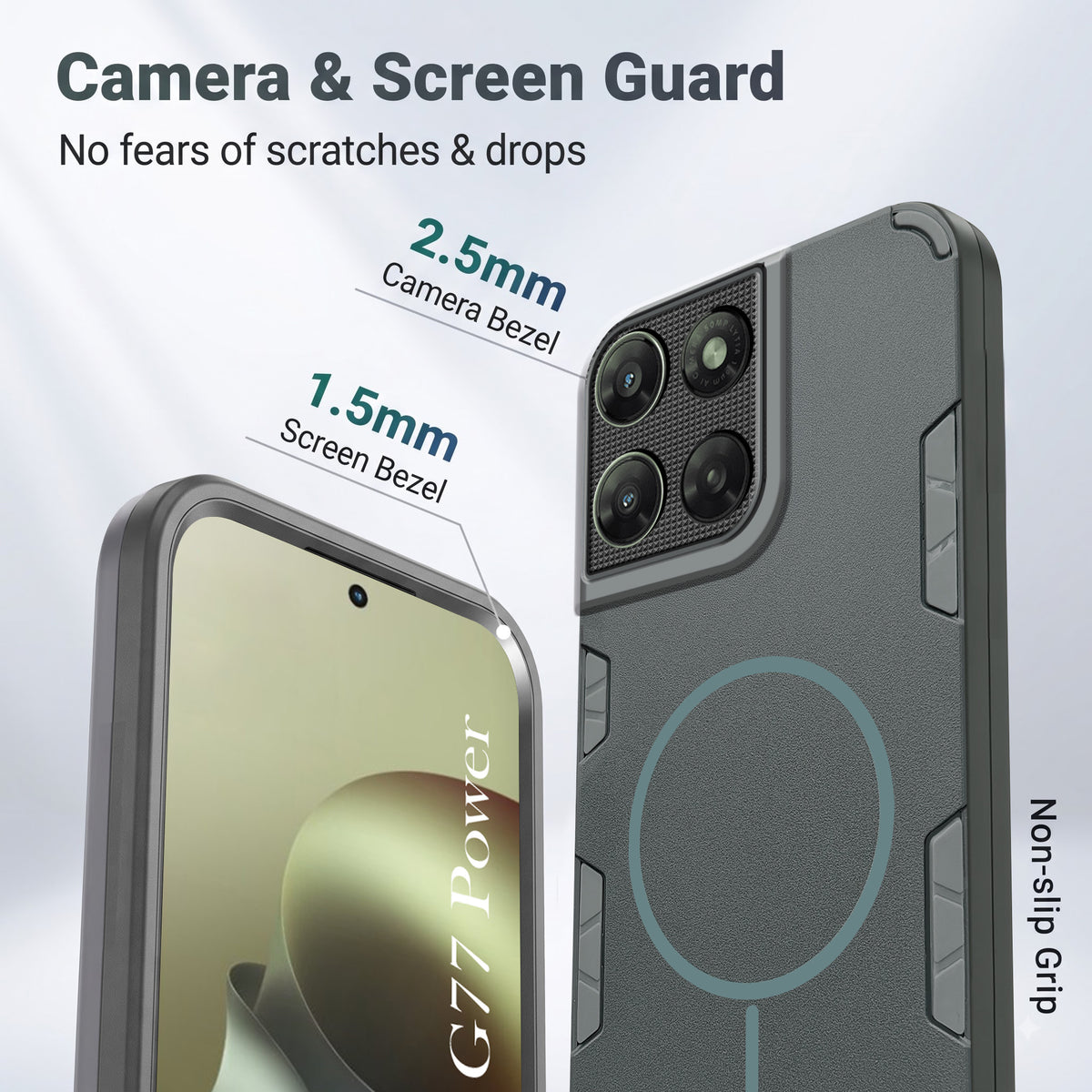 For Motorola Moto G77 Power Back Cover Case (Slim Hybrid Armor | Shockproof Camera Protection | Rugged Dual Layer)