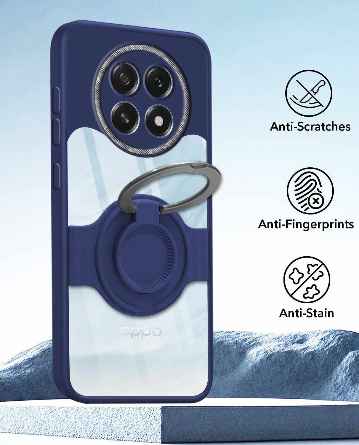 For Oppo F29 Back Cover Case with stand (Built-in Ring Holder Kickstand | Lifetime Anti Yellow | Camera Protection)