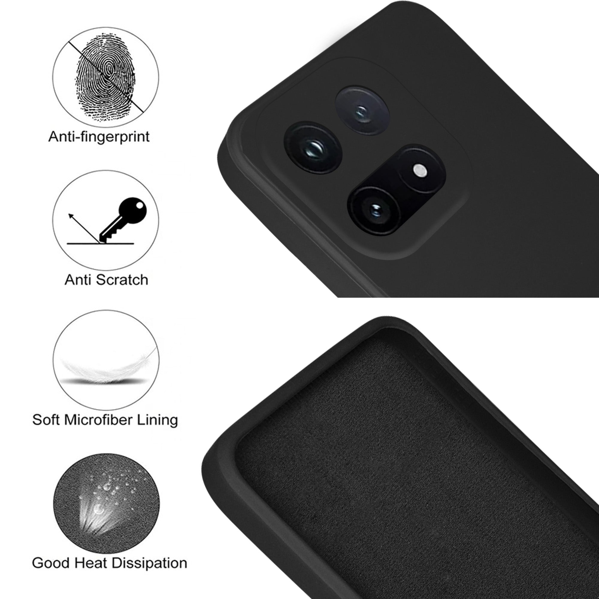 For Vivo iQOO 15 5G Back Cover Case (Matte Finish Silicone with Inside Fiber cloth)