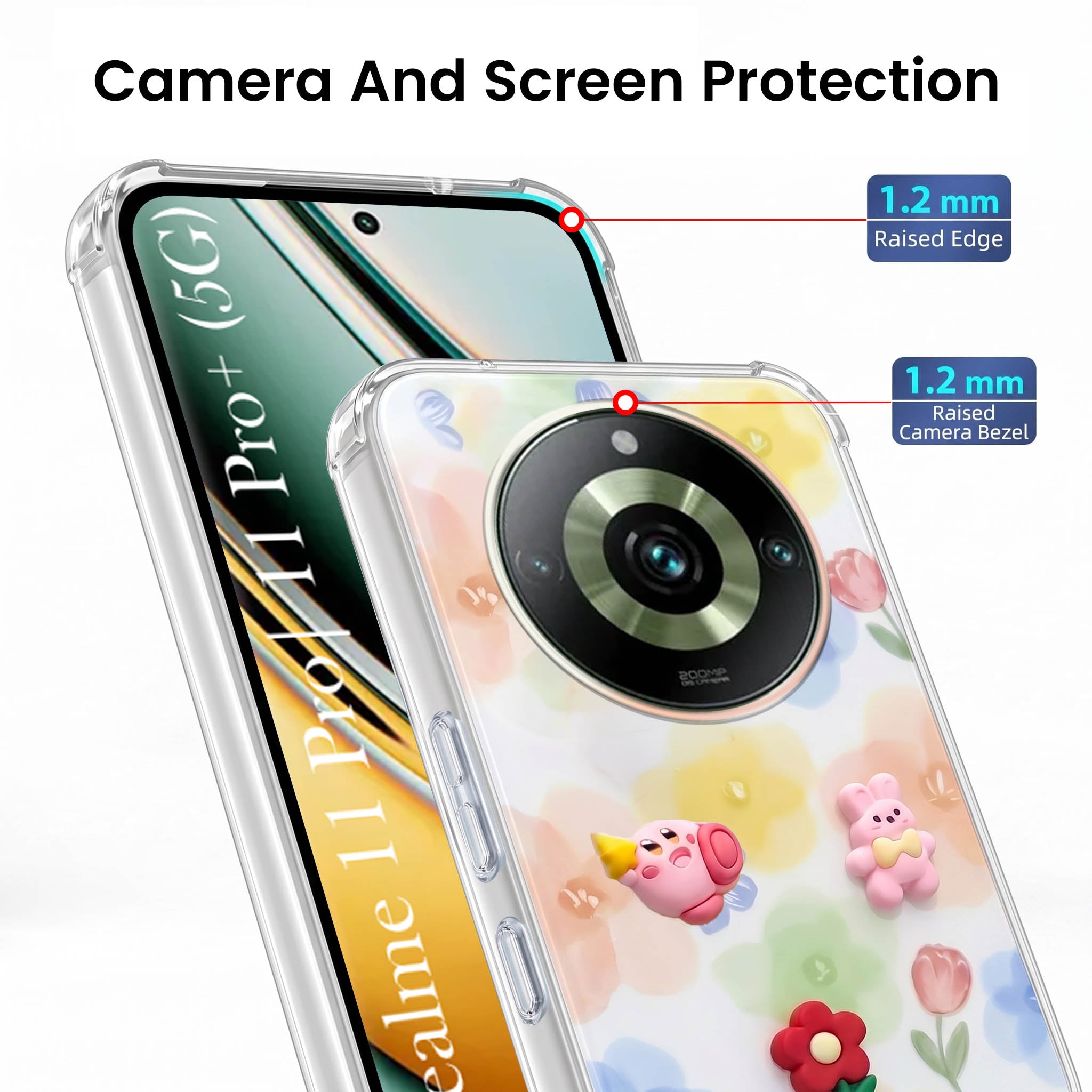 For Realme 11 Pro 5G | Realme 11 Pro Plus 5G Back Cover Case (3D Cute Cartoons | Hard Back Side Soft | Matte Premium Finish | HD Printing)
