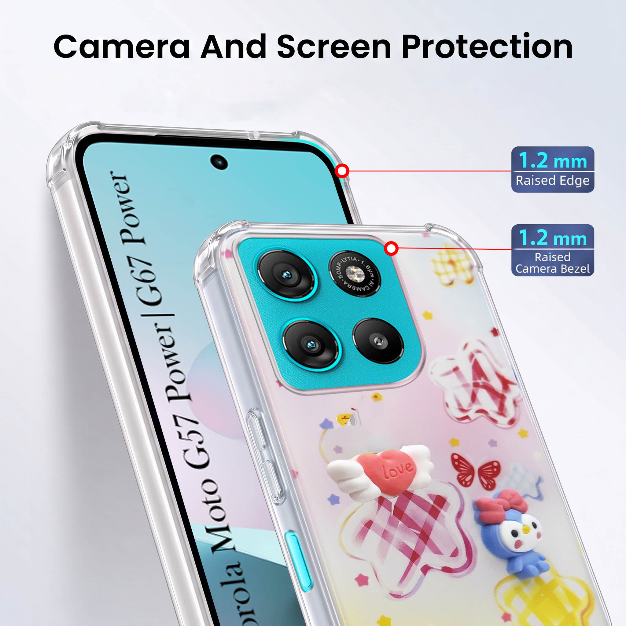 For Motorola Moto G67 Power | G57 Power Back Cover Case (3D Cute Cartoons | Hard Back Side Soft | Matte Premium Finish | HD Printing)
