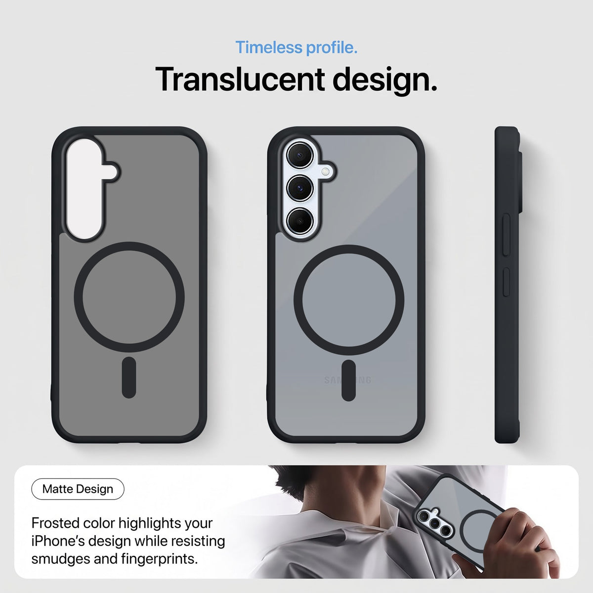 For Samsung Galaxy A55 5G Matte Finish Back Case Cover (MagSafe Compatible | Translucent Soft Touch | Slim and Unbreakable)
