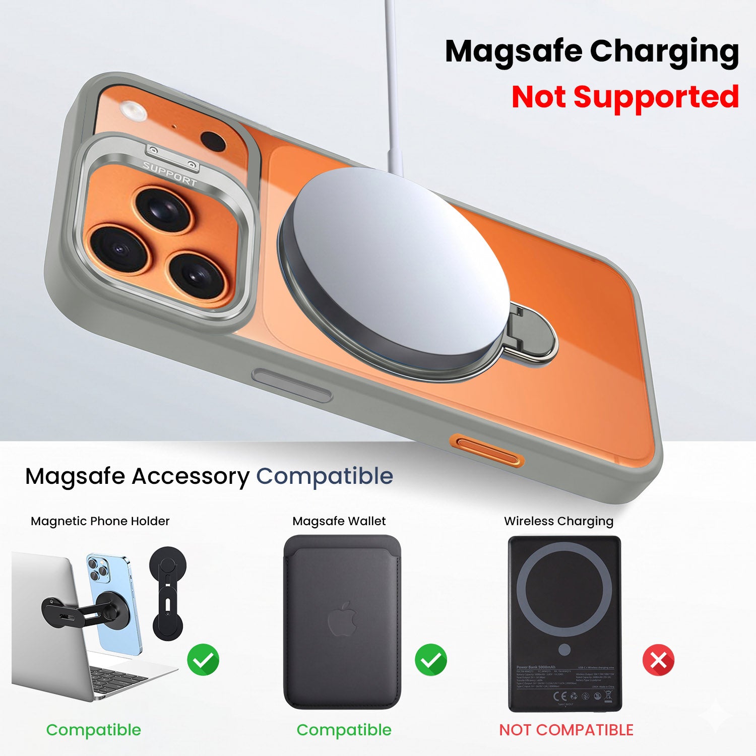 For Apple iPhone 17 Pro Max Back Cover Case Crystal (Lifetime Anti Yellow | Magnetic Ring Stand | Camera Lens Protection | MagSafe Compatible)