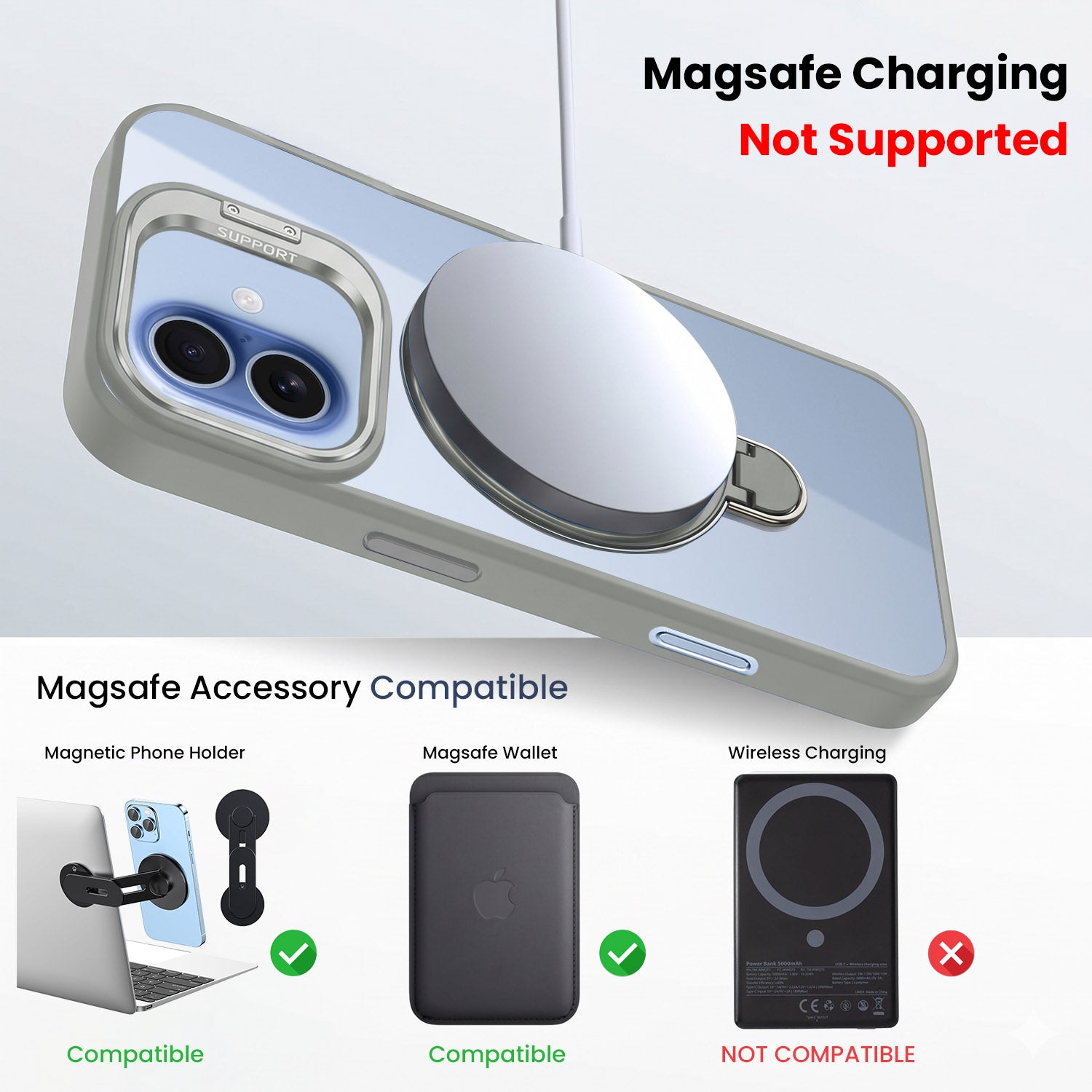 For Apple iPhone 17 Back Cover Case Crystal (Lifetime Anti Yellow | Magnetic Ring Stand | Camera Lens Protection | MagSafe Compatible)