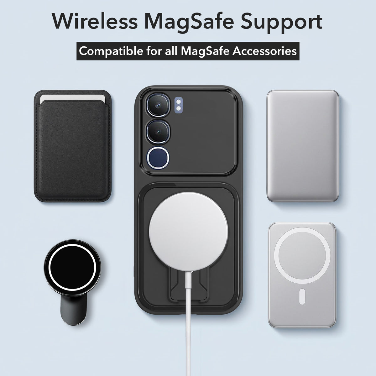 For Vivo Y29 Back Case Cover Metallic (Hybrid Armor Kickstand | MagSafe Compatible | Camera Protection Shockproof)