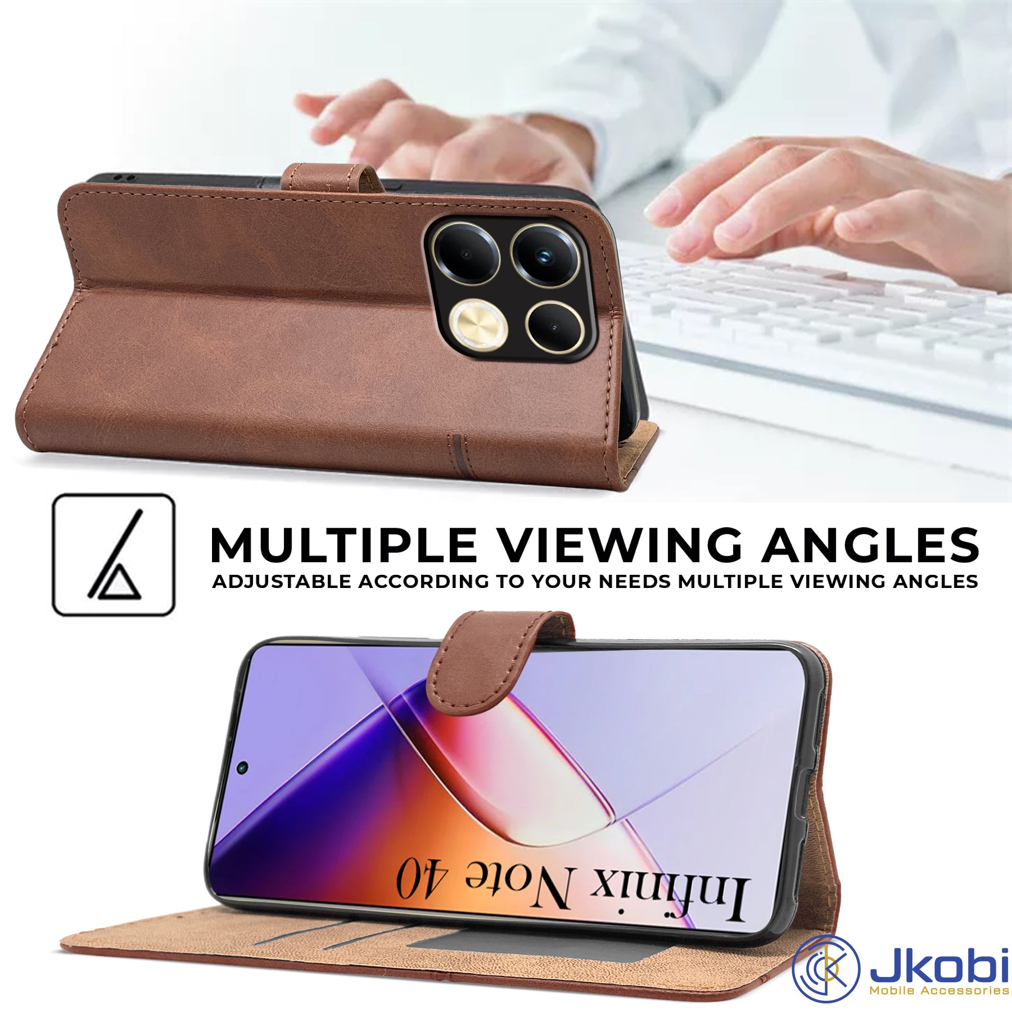 For Infinix Note 40 Flip Cover Case (Stitched Leather with Magnetic Closure)