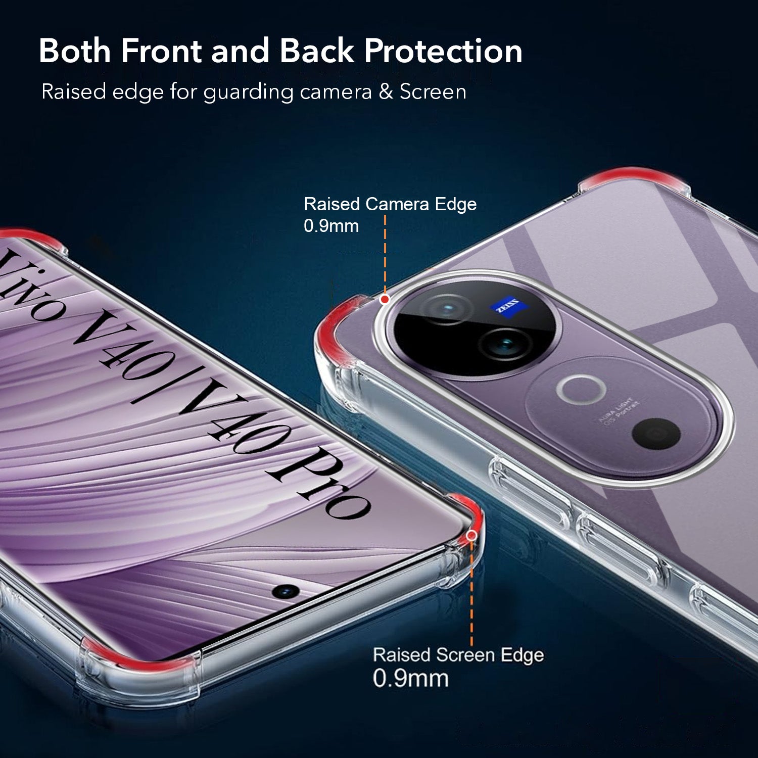 For Vivo V40 | Vivo V40 Pro 5G Shockproof Crystal-Clear Back Cover (Drop & Camera Protection | Hard Polycarbonate)