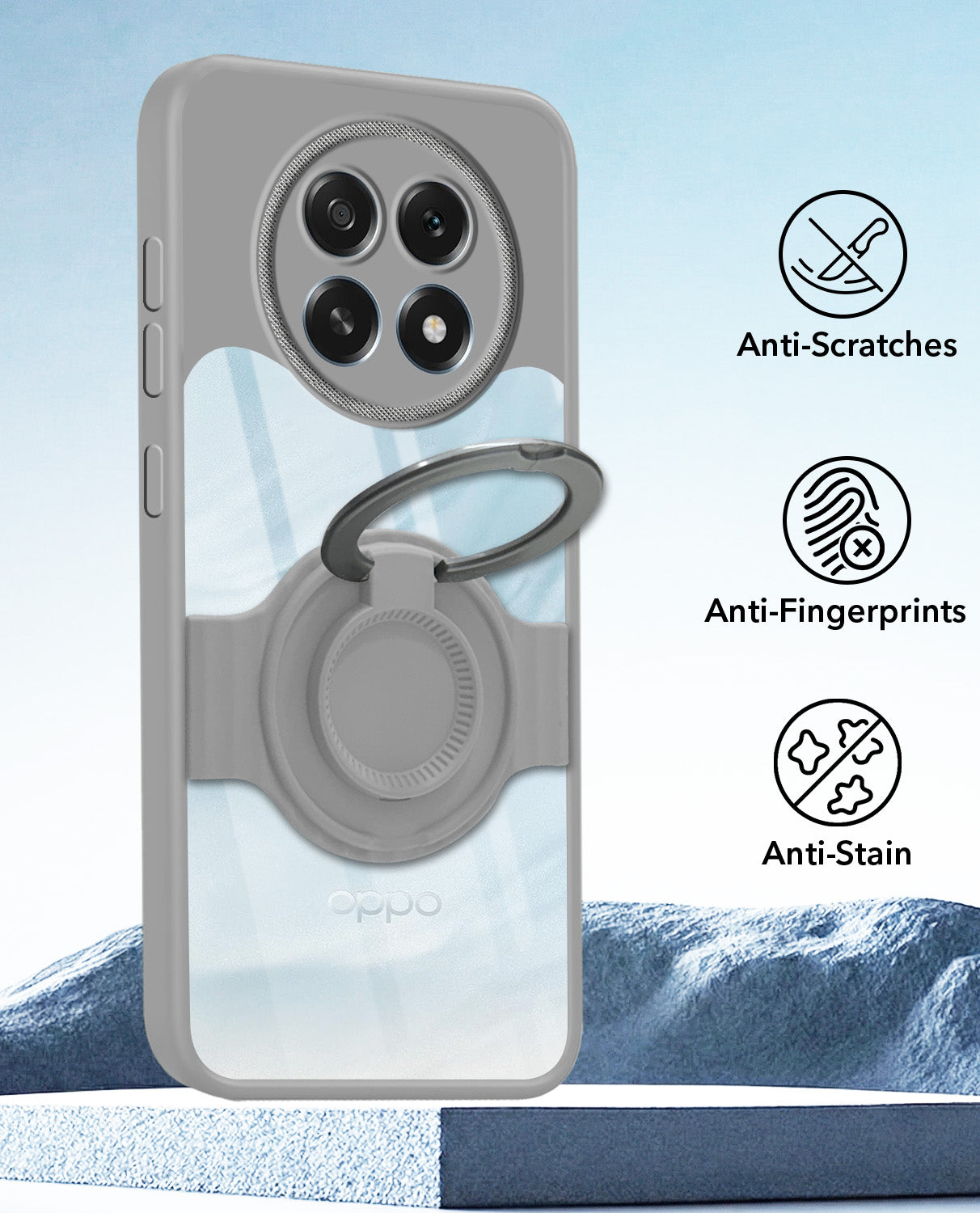 For Oppo F29 Back Cover Case with stand (Built-in Ring Holder Kickstand | Lifetime Anti Yellow | Camera Protection)