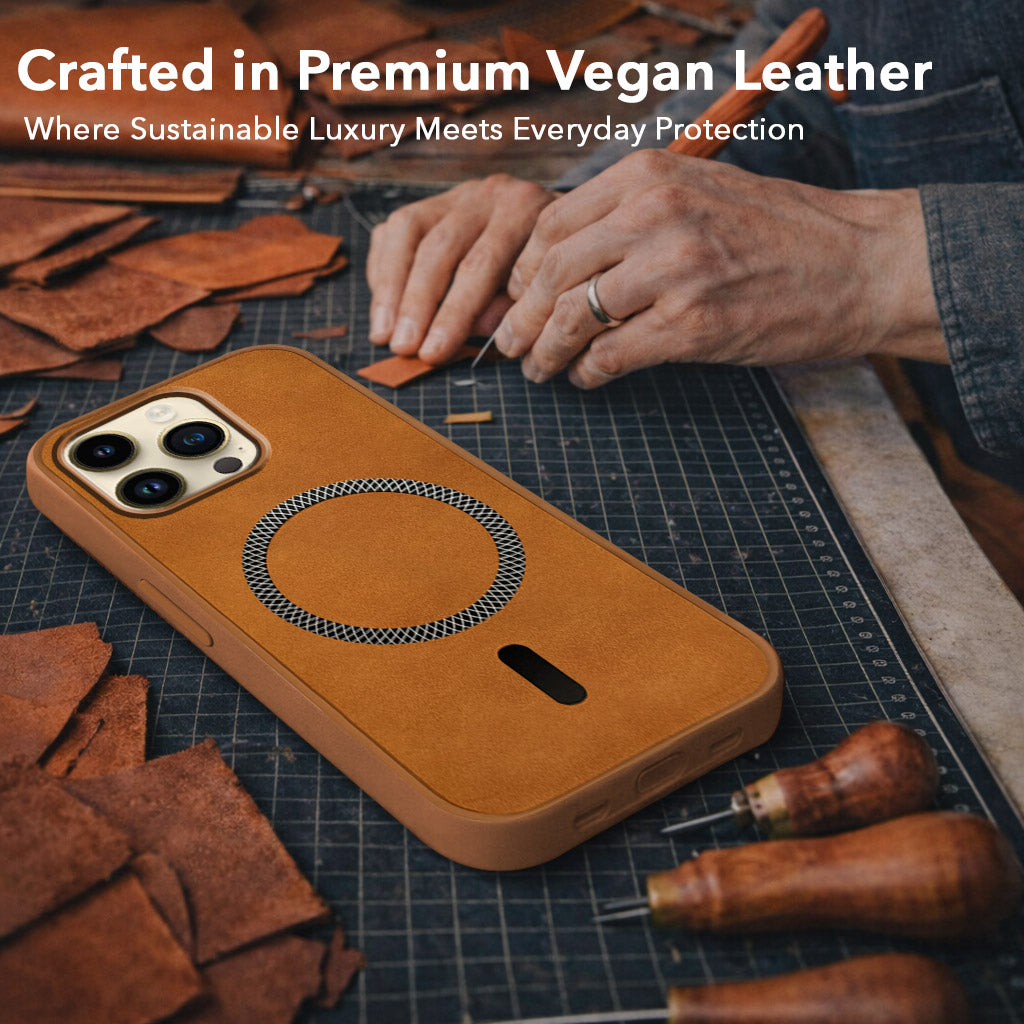 For Apple iPhone 14 Pro Max Back Cover Case Leather Finish(MagSafe Compatible Wireless Charging | Soft Touch | Camera Bump Protection)