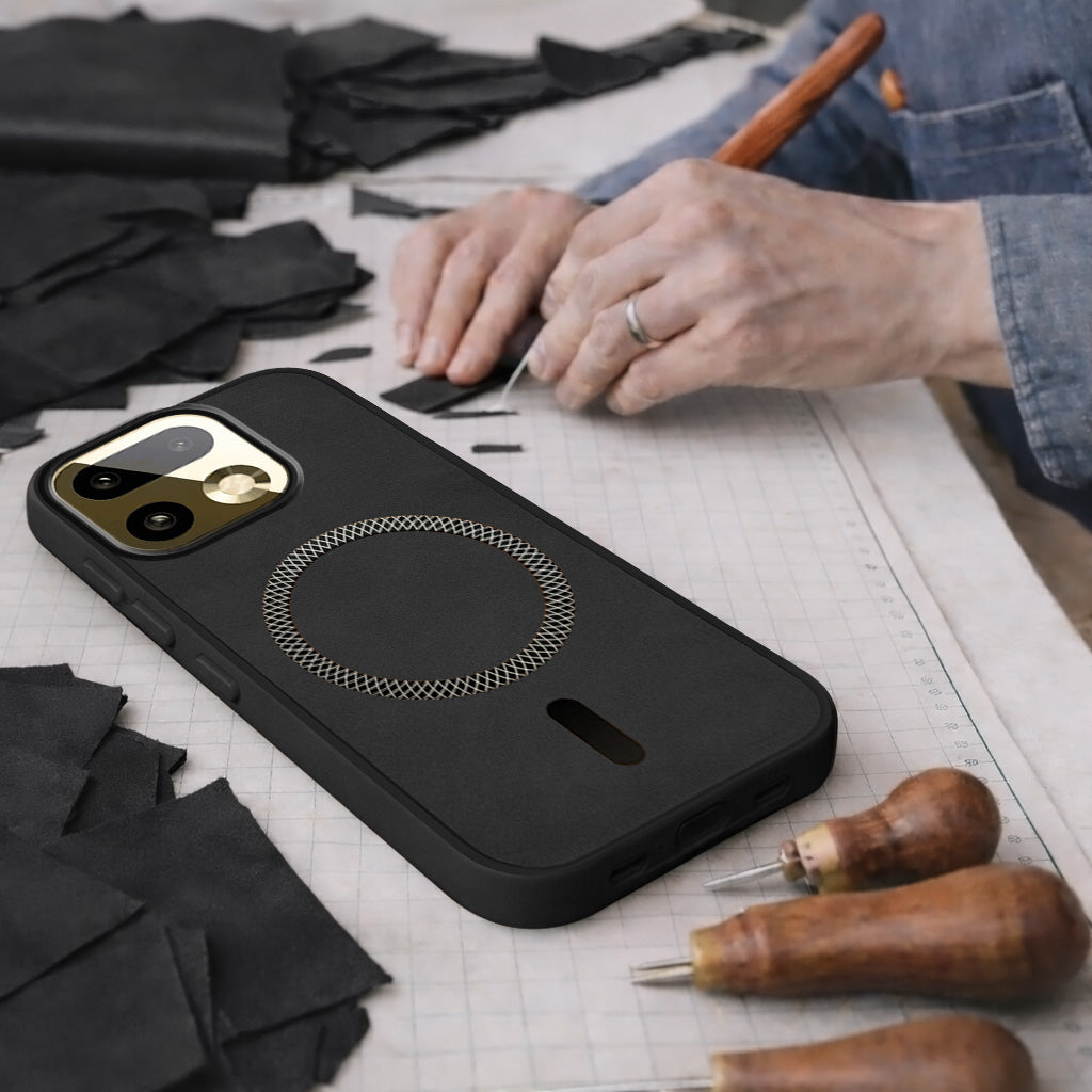 For Realme 16 Pro Plus 5G Back Cover Case Leather Finish (MagSafe Compatible Wireless Charging | Soft Touch | Camera Bump Protection)
