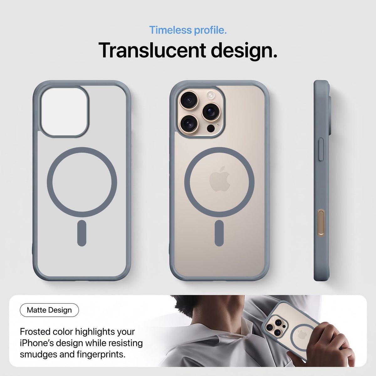For Apple iPhone 16 Pro Matte Finish Back Case Cover (MagSafe Compatible | Translucent Soft Touch | Slim and Unbreakable)