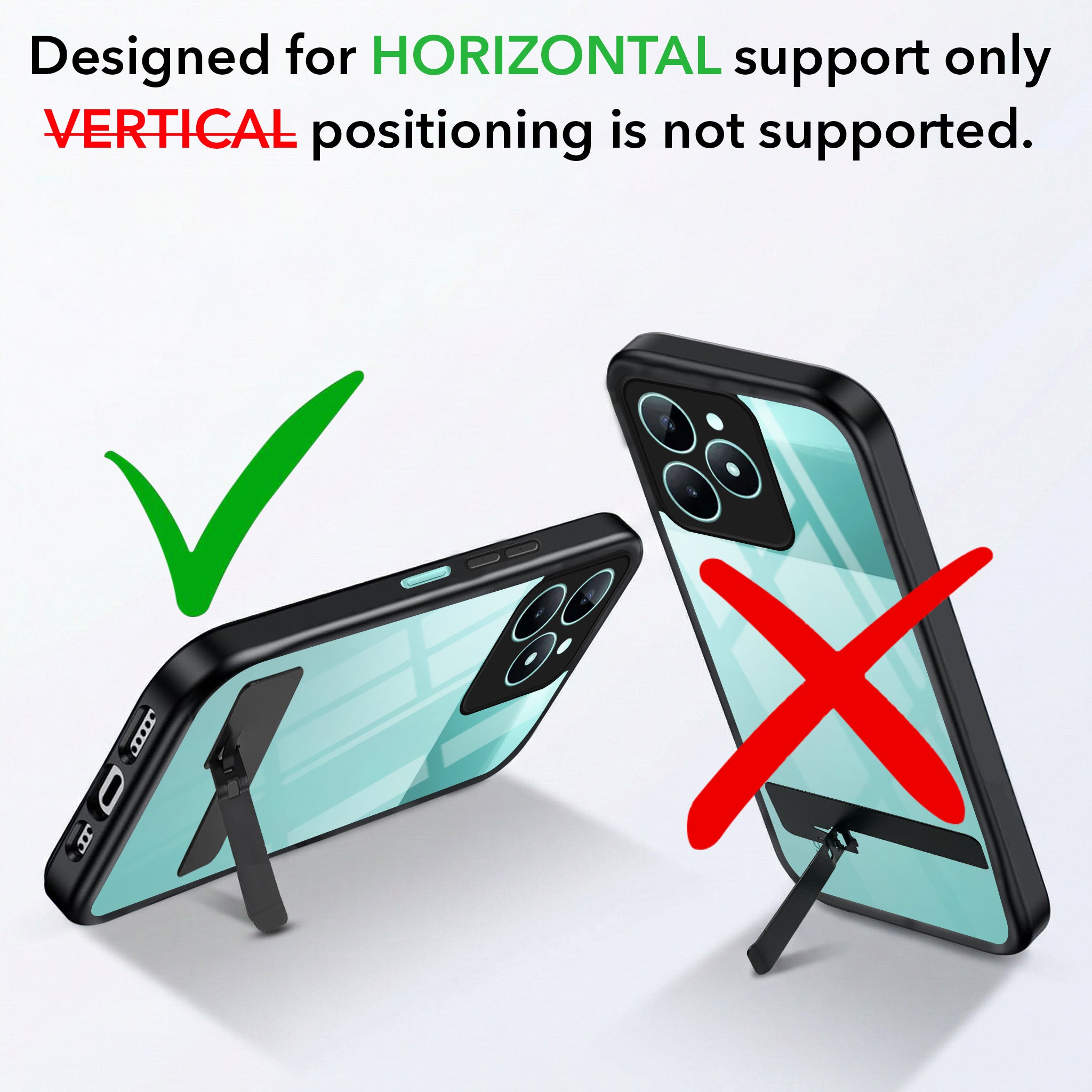 For Realme C51 Back Cover Case (Built-in Stand | Lifetime Anti Yellow | Kickstand Shockproof | Camera Protection | MagSafe Compatible)