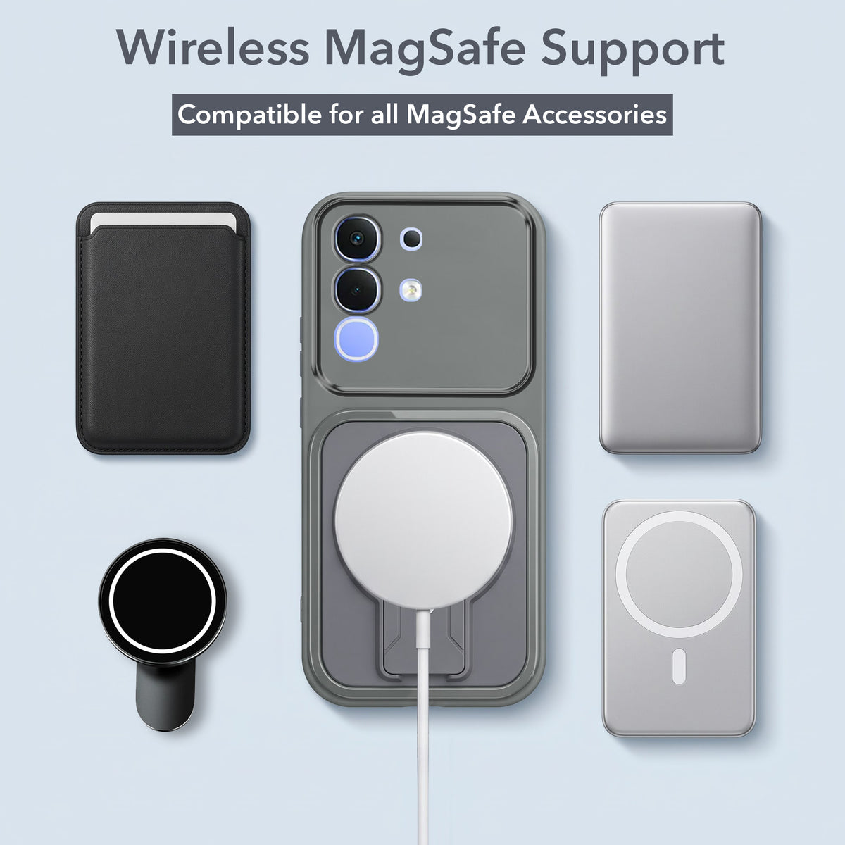 For Vivo iQOO Z10x Back Case Cover Metallic (Hybrid Armor Kickstand | MagSafe Compatible | Camera Protection Shockproof)