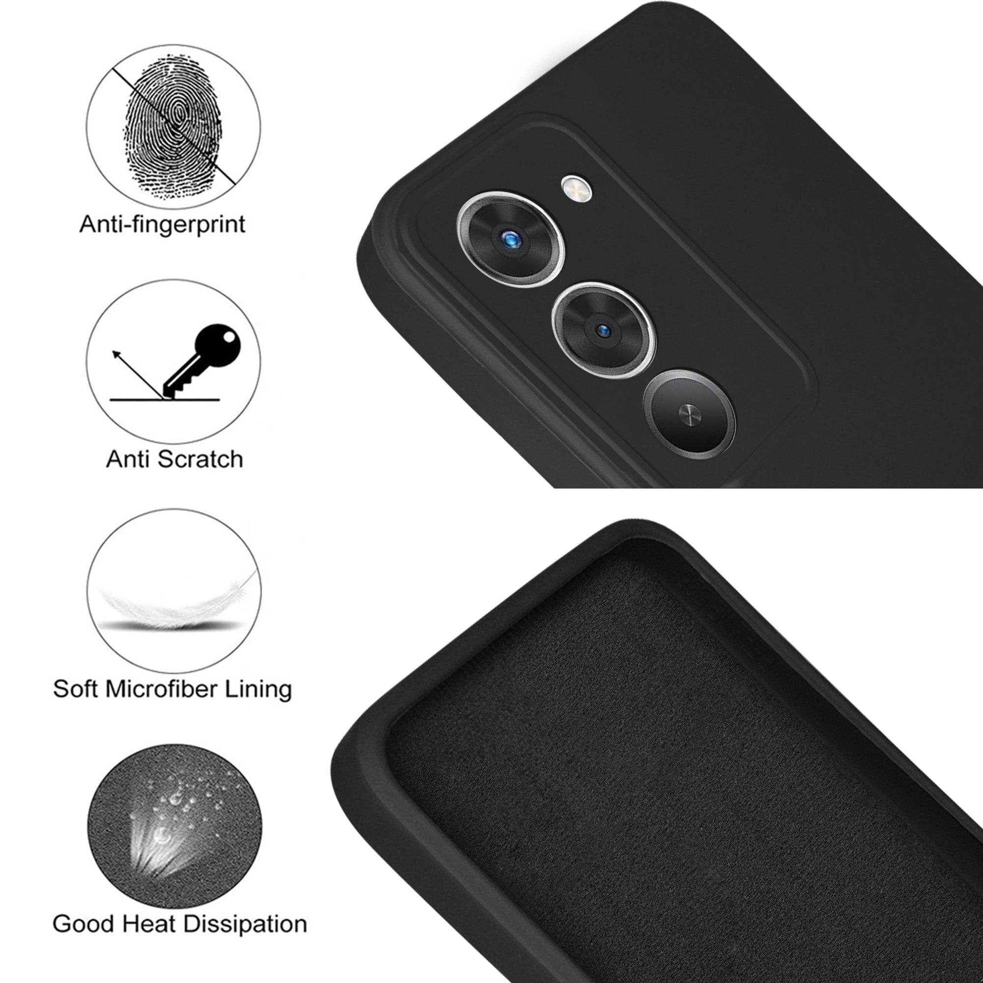 For Redmi 15 Back Cover Case (Matte Finish Silicone with Inside Fiber Cloth)