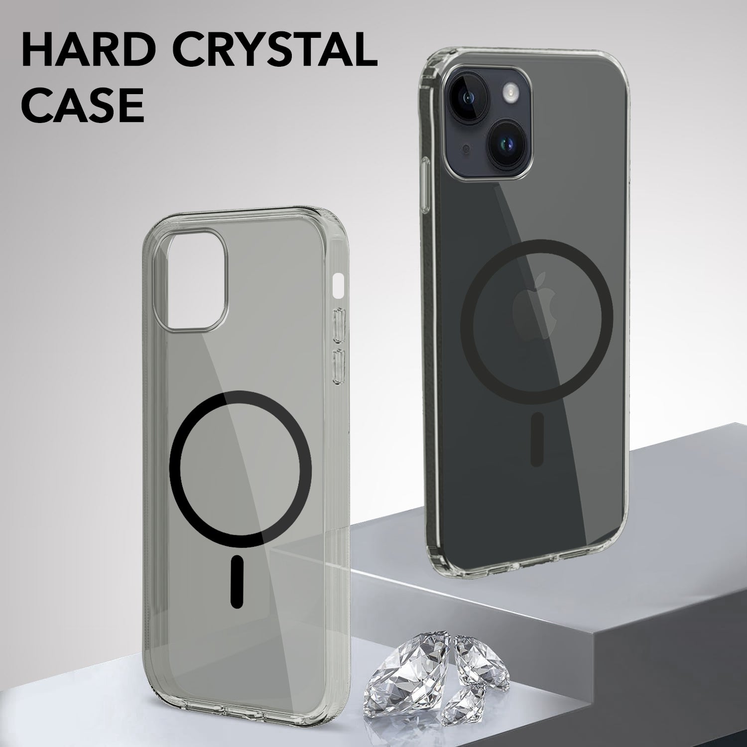 For Apple iPhone 14 Back Case Cover Lifetime Anti-Yellow MagSafe Compatible Clear (Sleek Hard Crystal | Camera Protection and Shockproof)