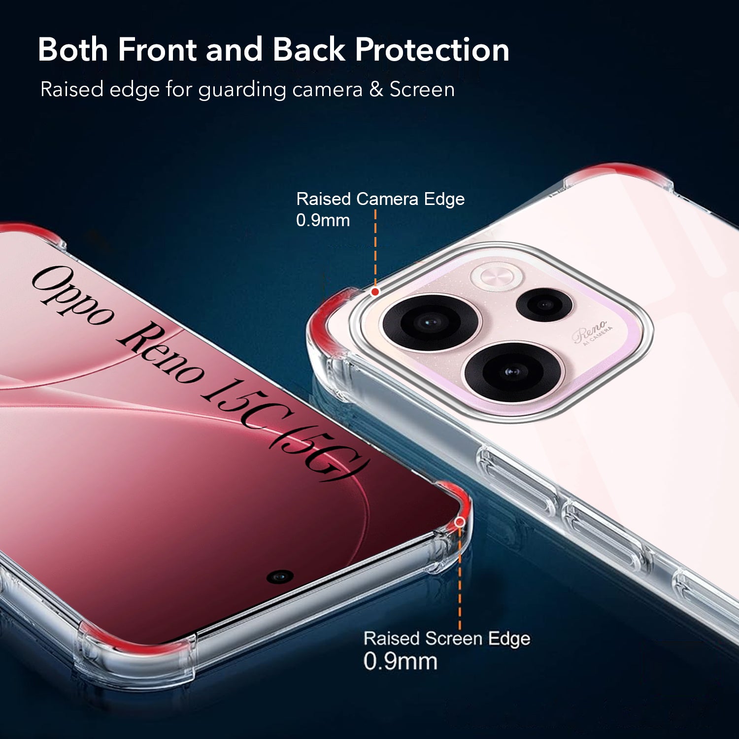 For Oppo Reno 15c Back Cover Shockproof Crystal-Clear (Drop & Camera Protection | Hard Polycarbonate)