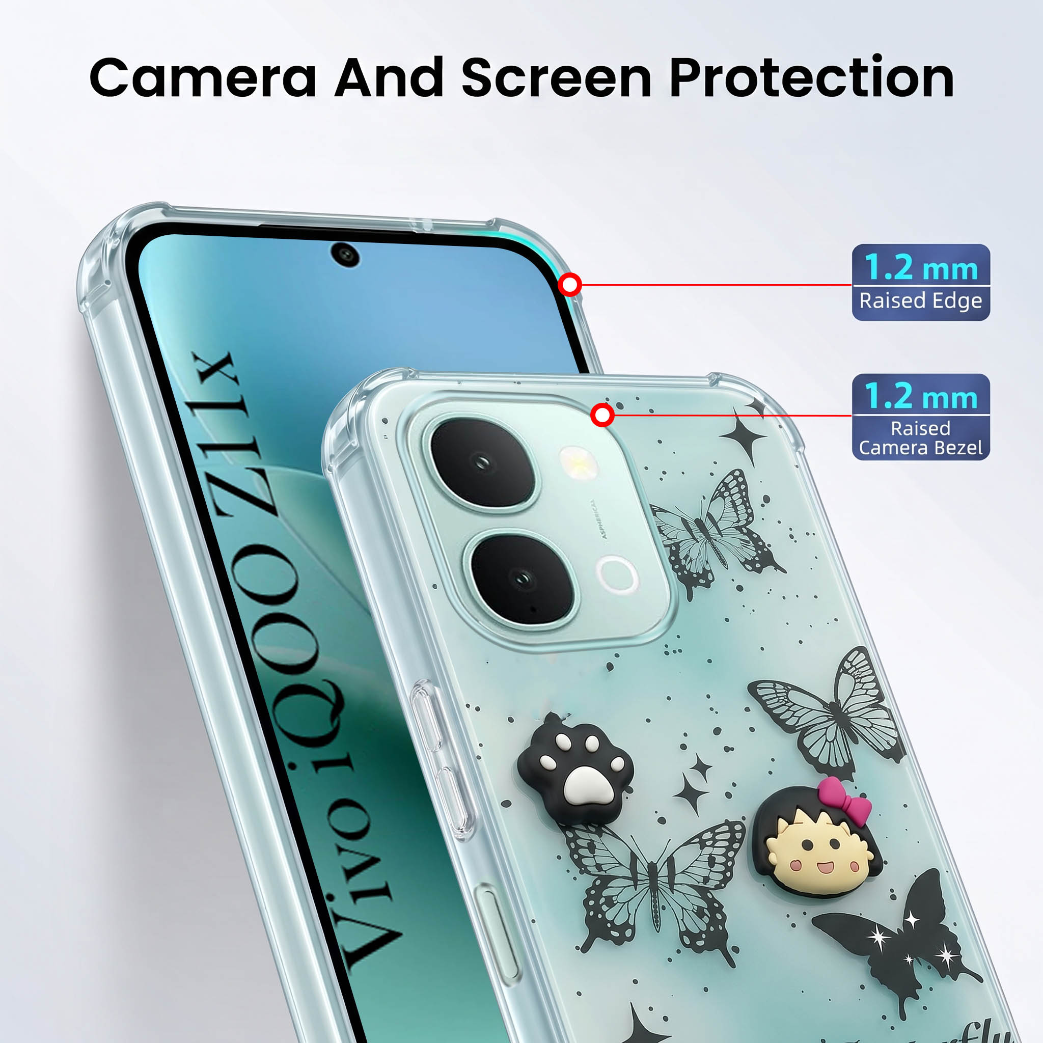 For Vivo iQOO Z11x 5G Back Cover Case (3D Cute Cartoons | Hard Back Side Soft | Matte Premium Finish | HD Printing)
