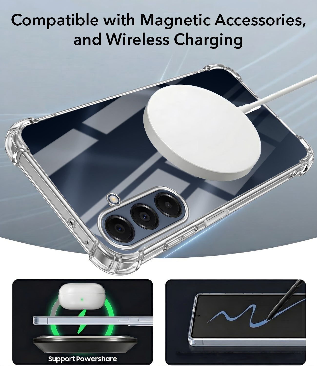 For Samsung Galaxy A16 5G Back Cover Shockproof Crystal-Clear (Magsafe Wireless Support | Drop & Camera Protection | Hard Polycarbonate)