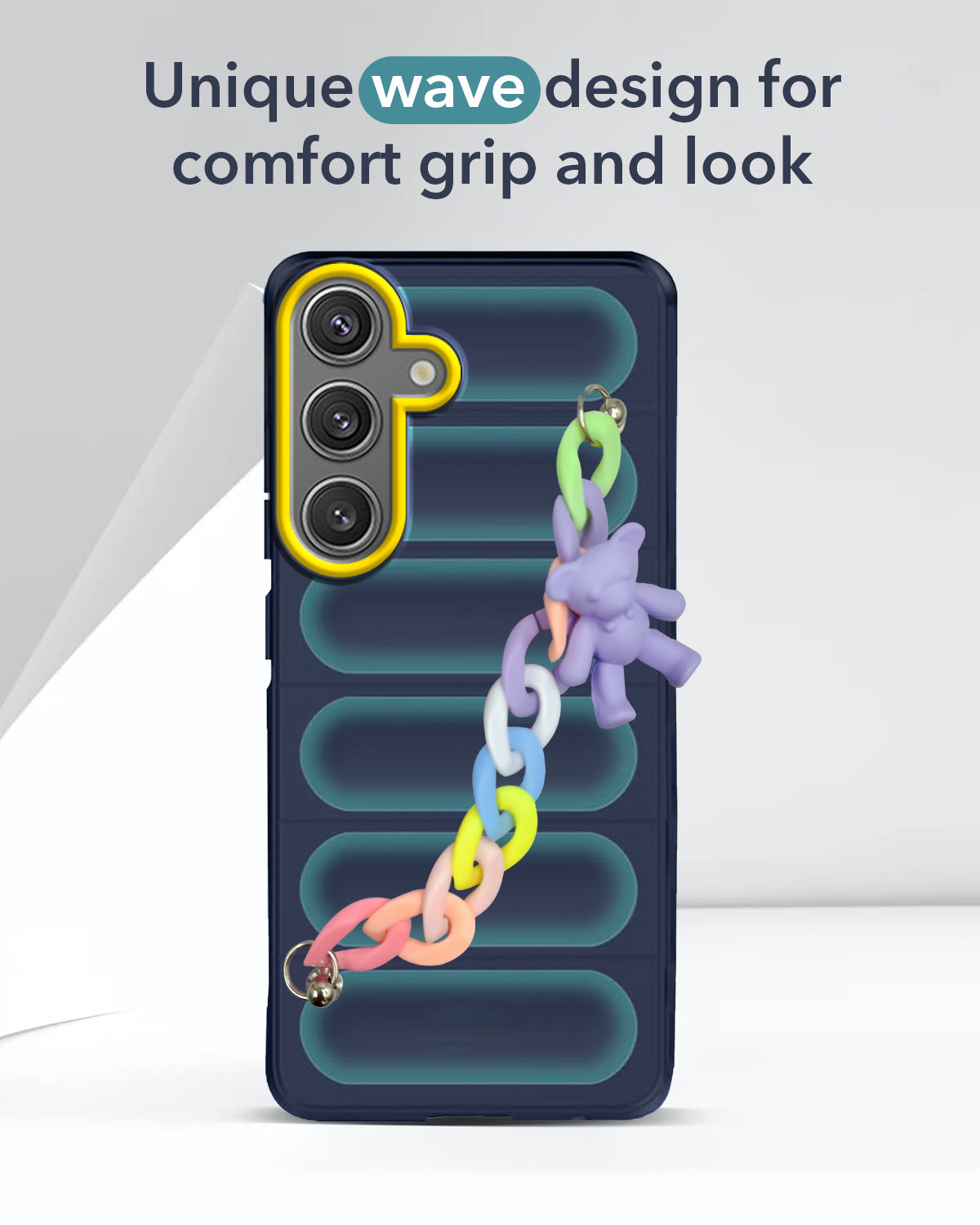 For Oppo A5X Back Cover Case (Wrist Hanging Chain | Teddy Bracelet Charms | Matte Liquid Silicone | Camera Protection Ring)