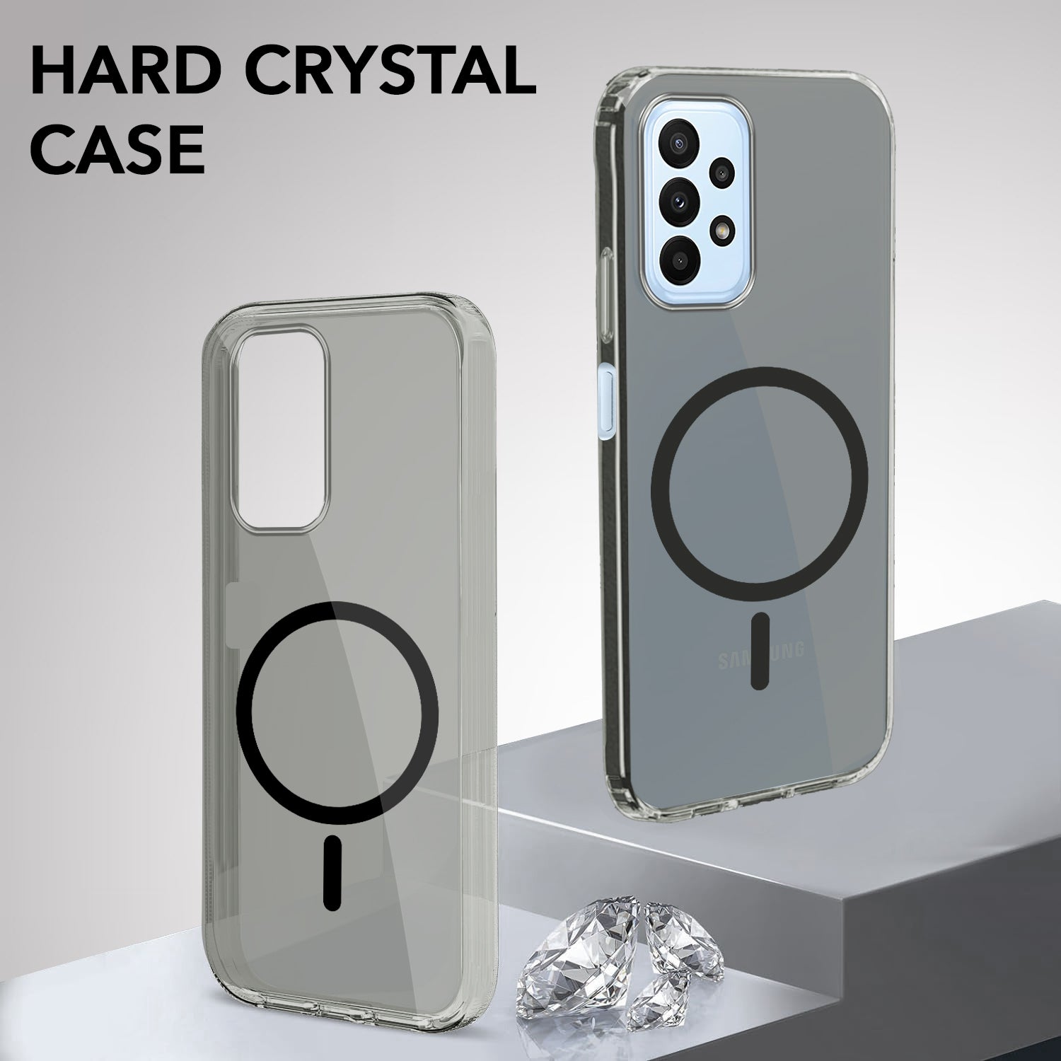 For Samsung Galaxy A23 4G Back Cover Case Lifetime Anti-Yellow MagSafe Compatible Clear | 5G (Sleek Hard Crystal | Shockproof and Camera Protection)