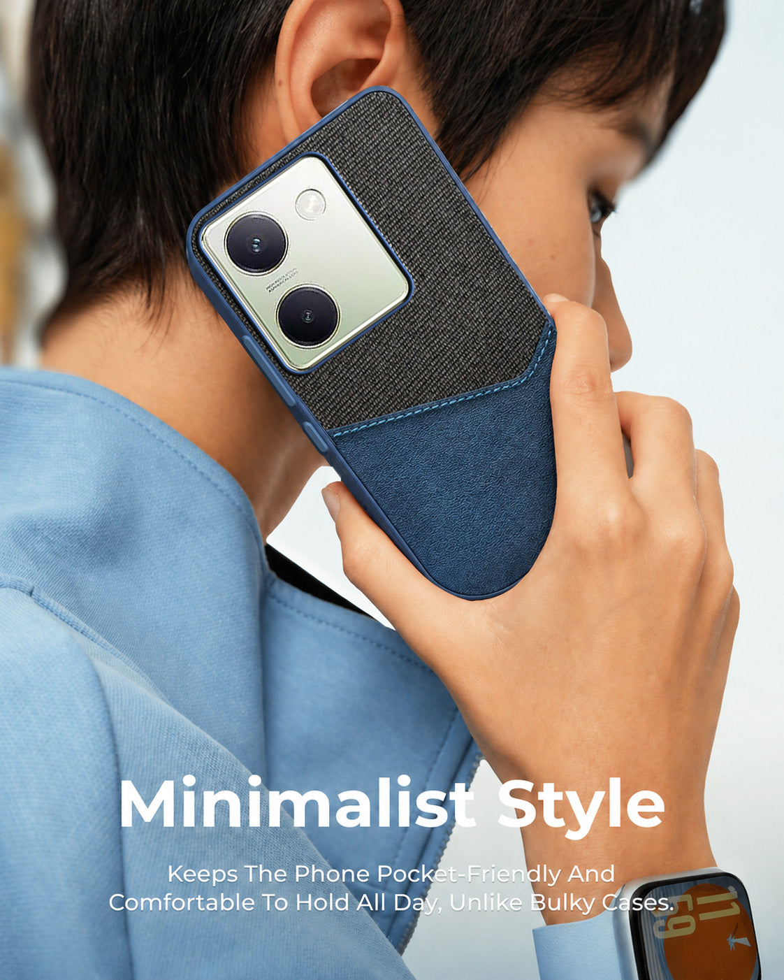 For Vivo Y300 Plus Back Cover Case (Dual PU Leather Stitch | Professional Minimalist | Soft and Flexible)