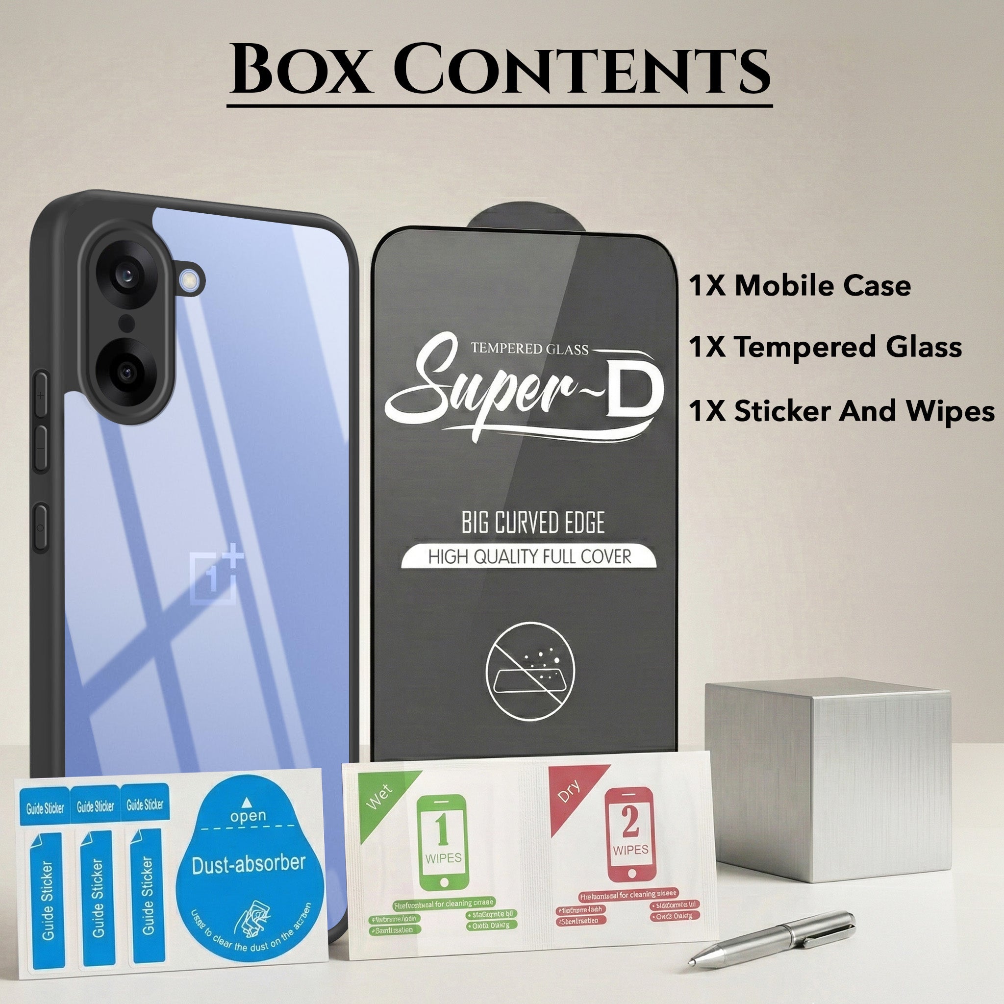 For Oneplus Nord CE 5 Combo with Back Cover and 9H Tempered Glass (Lifetime Anti-Yellow | Crystal Clear Shockproof | Oleophobic Coating Screen Glass)