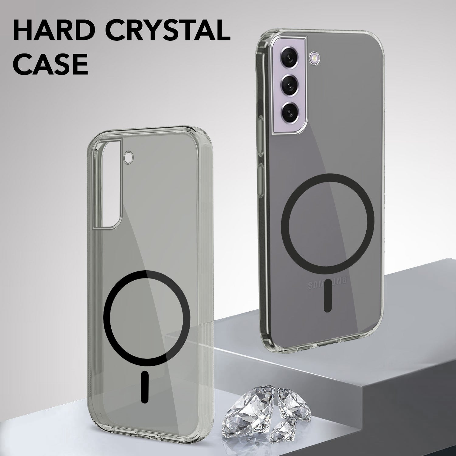 For Samsung Galaxy S21 FE Back Cover Case Lifetime Anti-Yellow MagSafe Compatible Clear 5G (Sleek Hard Crystal | Shockproof and Camera Protection)