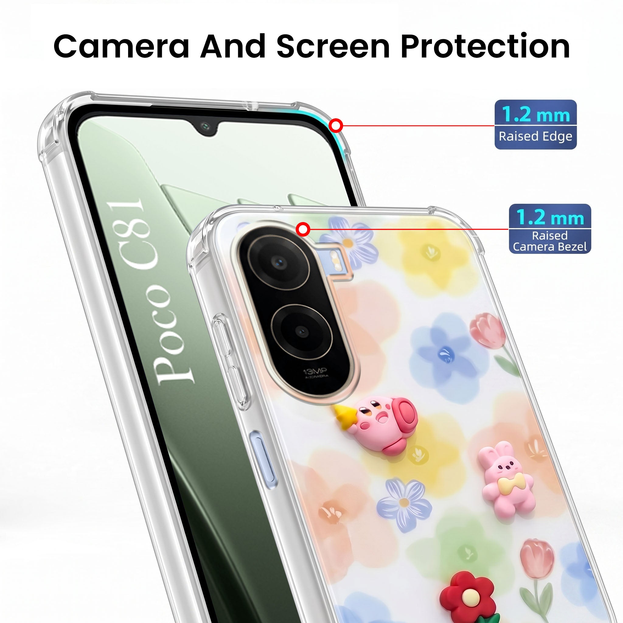 For Poco C81 5G Back Cover Case (3D Cute Cartoons | Hard Back Side Soft | Matte Premium Finish | HD Printing)