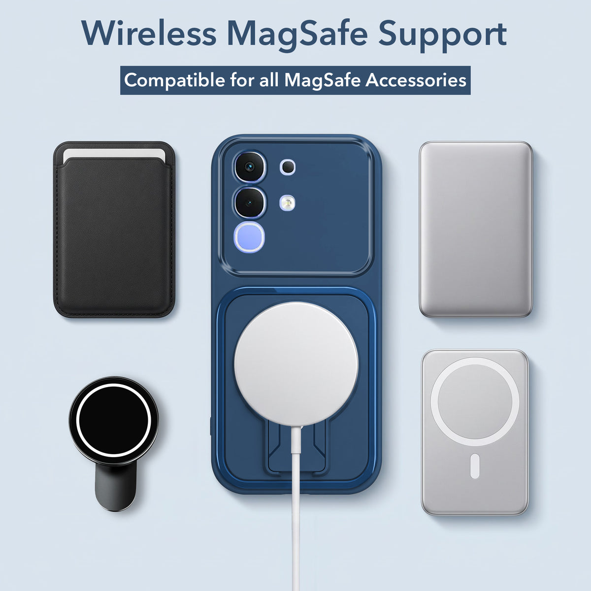 For Vivo iQOO Z10x Back Case Cover Metallic (Hybrid Armor Kickstand | MagSafe Compatible | Camera Protection Shockproof)
