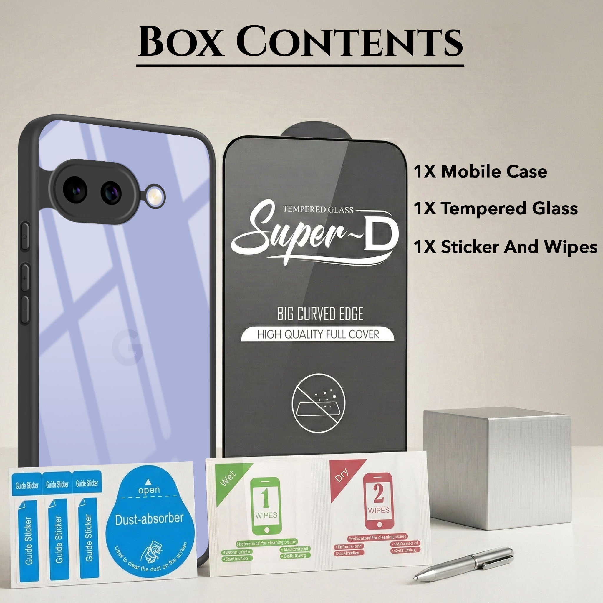 For Google Pixel 9A Combo with Back Cover and 9H Tempered Glass (Lifetime Anti-Yellow | Crystal Clear Shockproof | Oleophobic Coating Screen Glass)