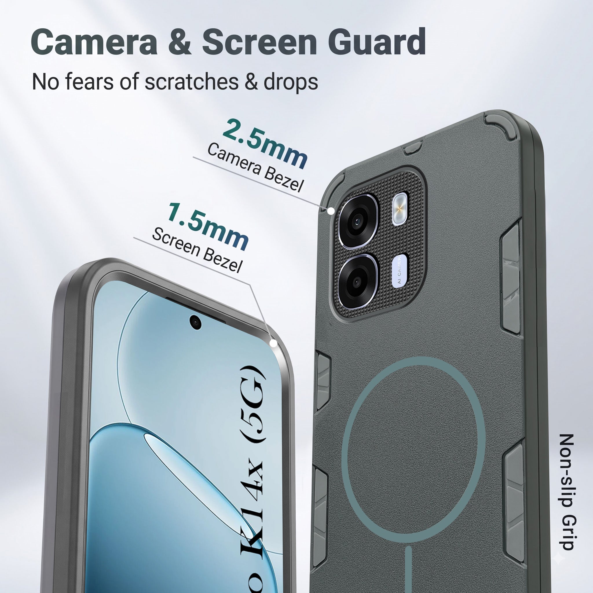 For Oppo K14x 5G Back Cover Case (Slim Hybrid Armor | Shockproof Camera Protection | Rugged Dual Layer)