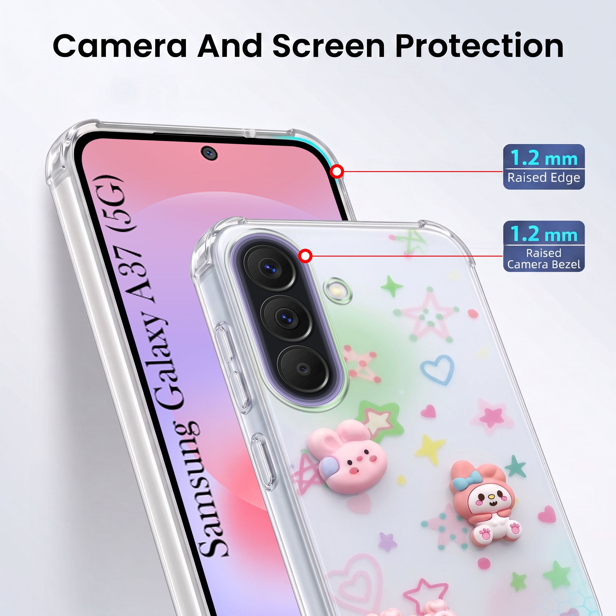 For Samsung Galaxy A37 5G Back Cover Case (3D Cute Cartoons | Hard Back Side Soft | Matte Premium Finish | HD Printing)