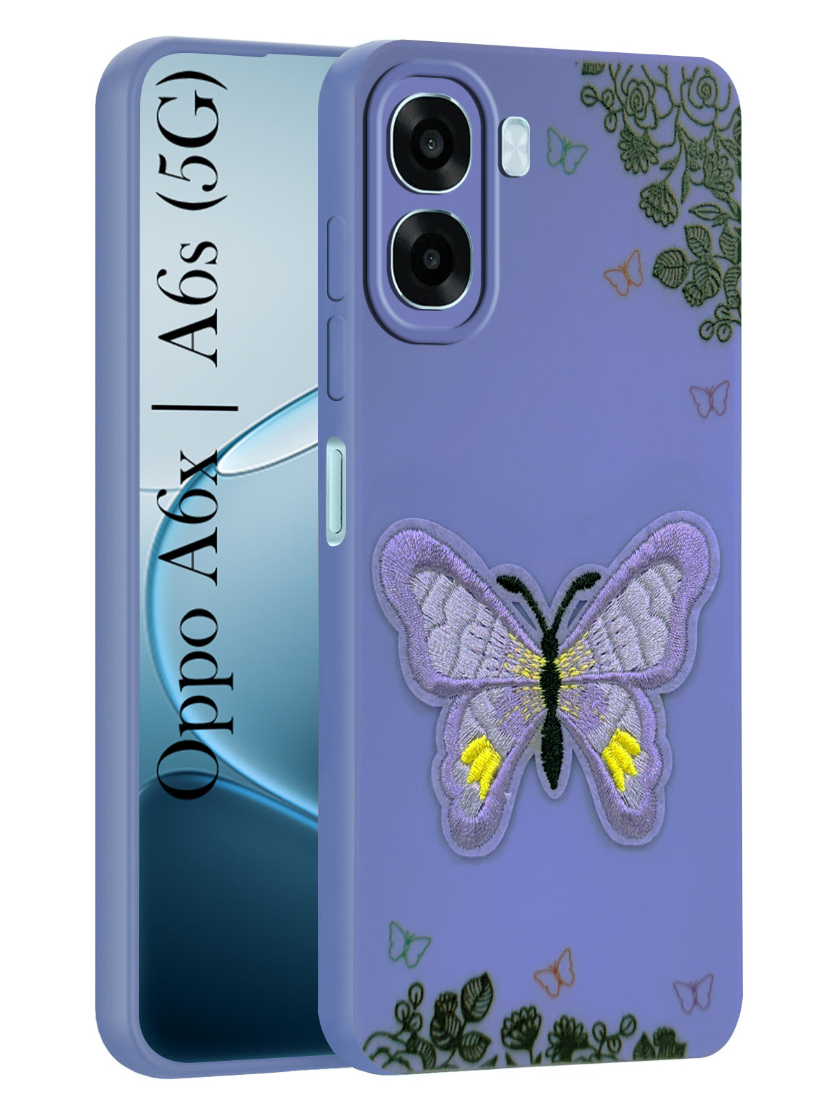 For Oppo A6X | Oppo A6S Back Cover Case (Soft Butterfly Embroidery | Women Teen Girls | Camera Protection| Matte Silicone)
