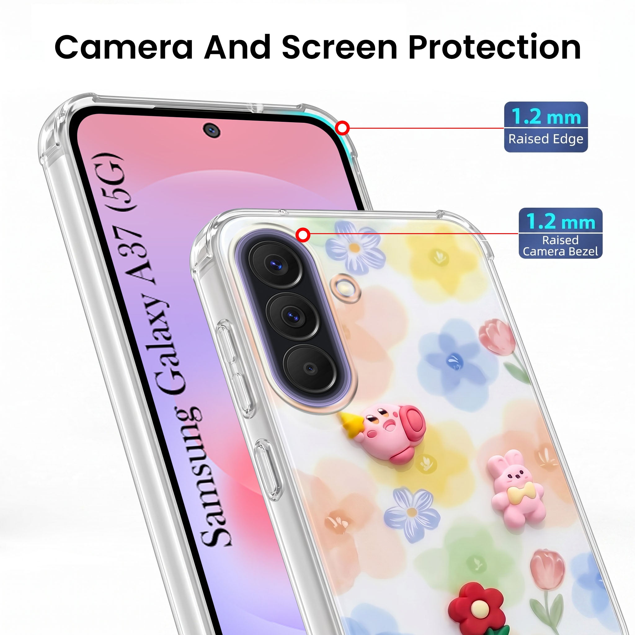 For Samsung Galaxy A37 5G Back Cover Case (3D Cute Cartoons | Hard Back Side Soft | Matte Premium Finish | HD Printing)