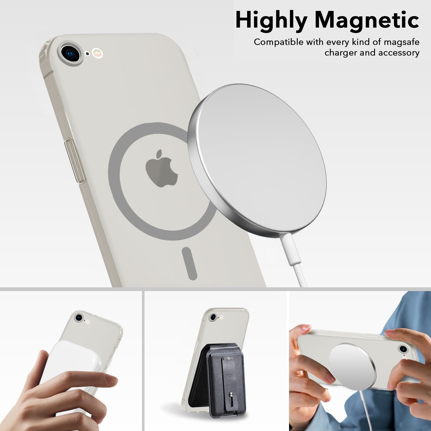 For iPhone SE 2020 | SE 2022 Back Cover Case (Frosted Matte Feel | MagSafe Compatible Wireless Charging | Polycarbonate Material)