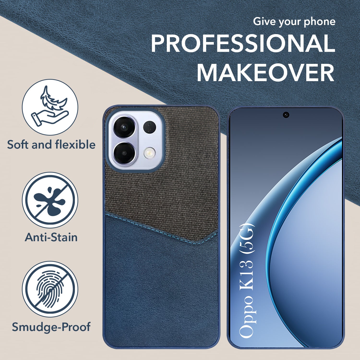 For Oppo K13 Back Cover Case (Dual PU Leather Stitch | Professional Minimalist | Soft and Flexible)