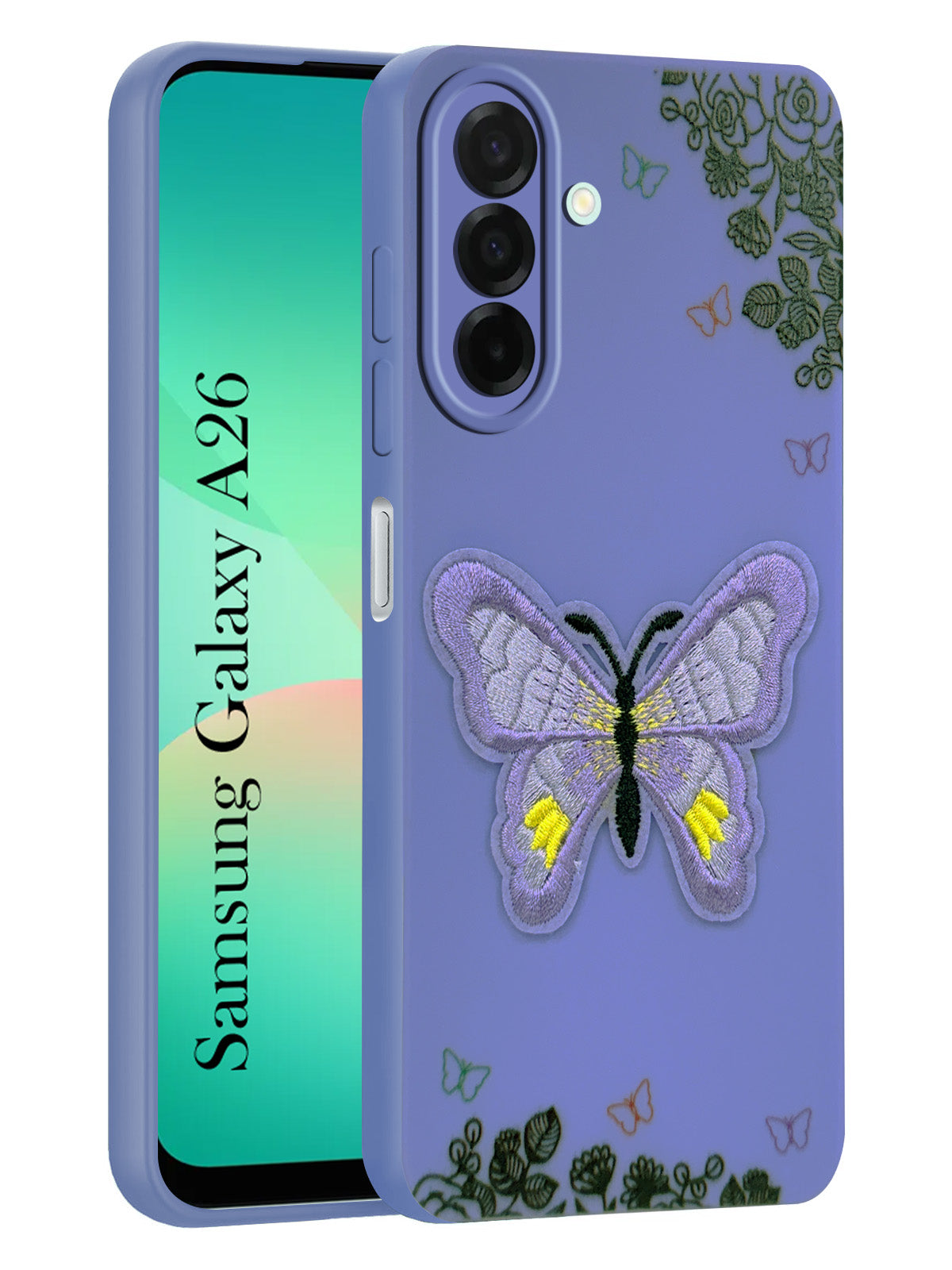 For Samsung Galaxy A26 5G Back Cover Case (Soft Butterfly Embroidery | Women Teen Girls | Camera Protection| Matte Silicone)