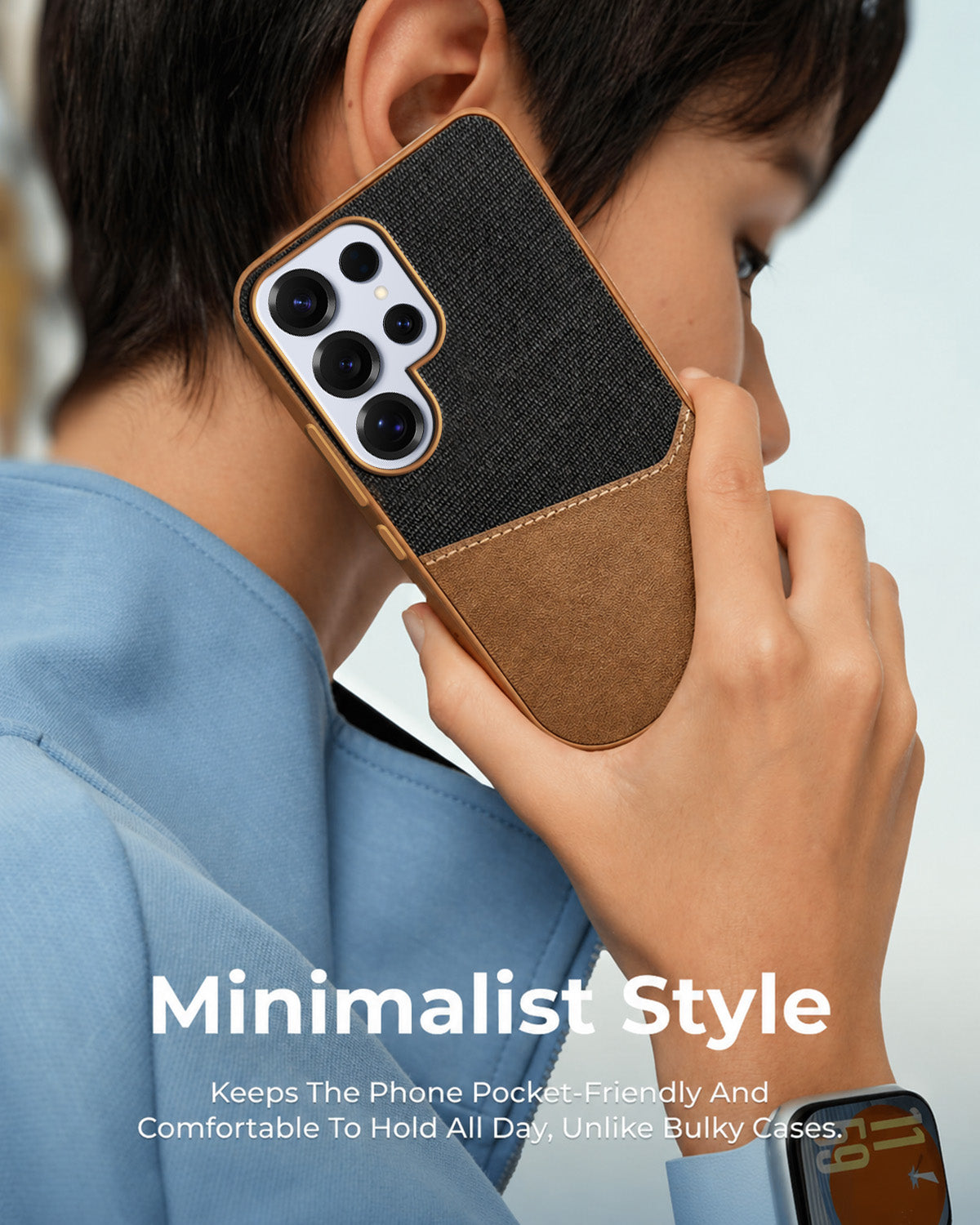 For Samsung Galaxy S25 Ultra Back Cover Case (Dual PU Leather Stitch | Professional Minimalist | Soft and Flexible)